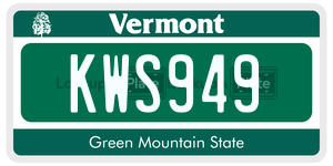 KWS949  license plate in VT