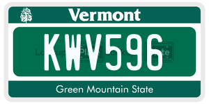 KWV596  license plate in VT
