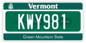 KWY981  license plate in VT