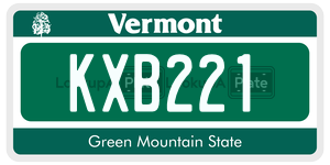 KXB221  license plate in VT