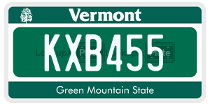 KXB455  license plate in VT