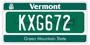 KXG672  license plate in VT