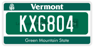 KXG804  license plate in VT