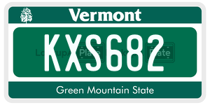 KXS682  license plate in VT