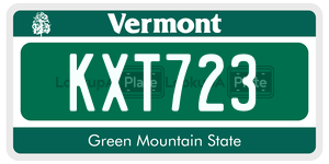 KXT723  license plate in VT