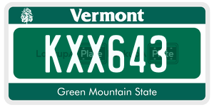 KXX643  license plate in VT