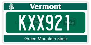 KXX921  license plate in VT