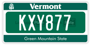 KXY877  license plate in VT