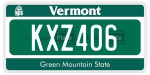 KXZ406  license plate in VT