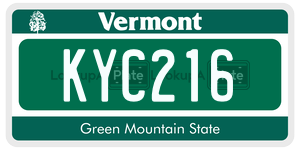 KYC216  license plate in VT