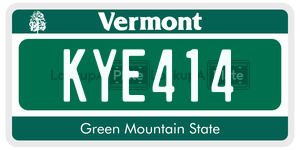 KYE414  license plate in VT
