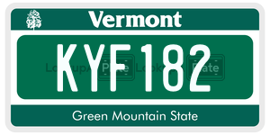 KYF182  license plate in VT