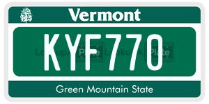 KYF770  license plate in VT