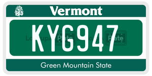 KYG947  license plate in VT