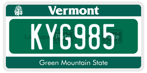 KYG985  license plate in VT
