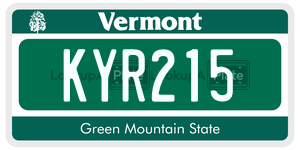 KYR215  license plate in VT