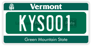 KYS001  license plate in VT