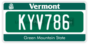 KYV786  license plate in VT