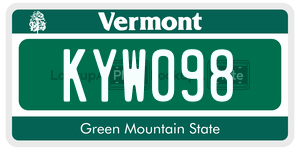 KYW098  license plate in VT