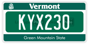 KYX230  license plate in VT