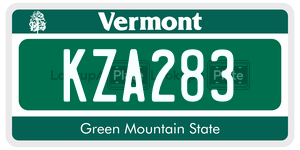 KZA283 license plate in Vermont