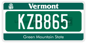 KZB865  license plate in VT