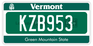 KZB953  license plate in VT