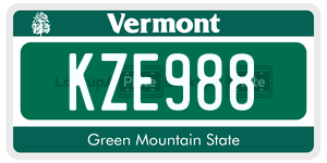 KZE988  license plate in VT