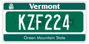 KZF224  license plate in VT