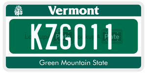 KZG011  license plate in VT
