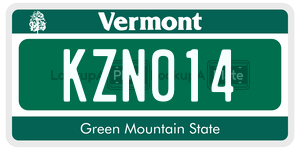 KZN014  license plate in VT