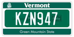 KZN947  license plate in VT