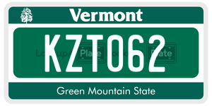 KZT062  license plate in VT