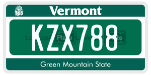 KZX788  license plate in VT
