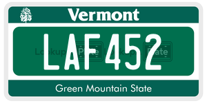 LAF452  license plate in VT