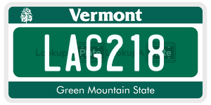 LAG218  license plate in VT