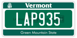 LAP935  license plate in VT