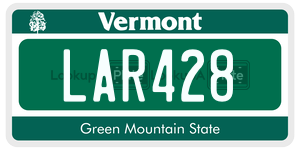 LAR428  license plate in VT
