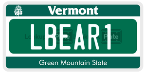 LBEAR1  license plate in VT