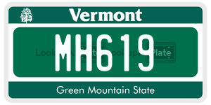 MH619  license plate in VT