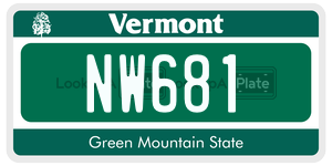 NW681  license plate in VT