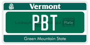 PBT license plate in Vermont