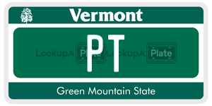 PT license plate in Vermont