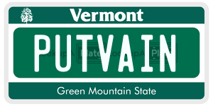 PUTVAIN license plate in Vermont