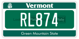 RL874  license plate in VT