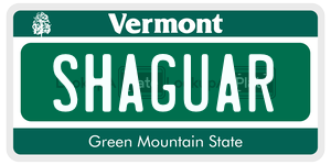 SHAGUAR license plate in Vermont