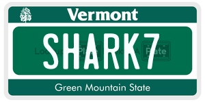 SHARK7  license plate in VT