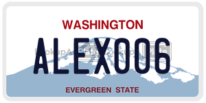 ALEX006  license plate in WA
