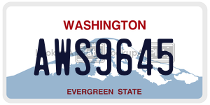 AWS9645 license plate in Washington
