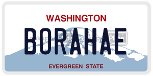 BORAHAE  license plate in WA